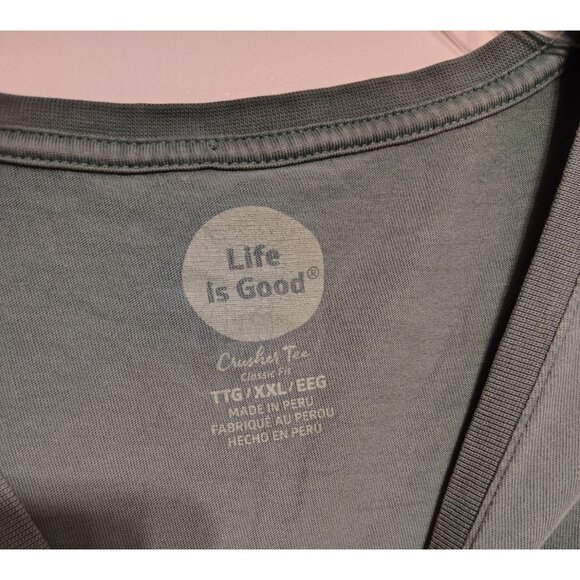 Life is Good XXL Spread Good Vibes Sage Green Long Sleeve T-Shirt, Peace Sign - Picture 3 of 4